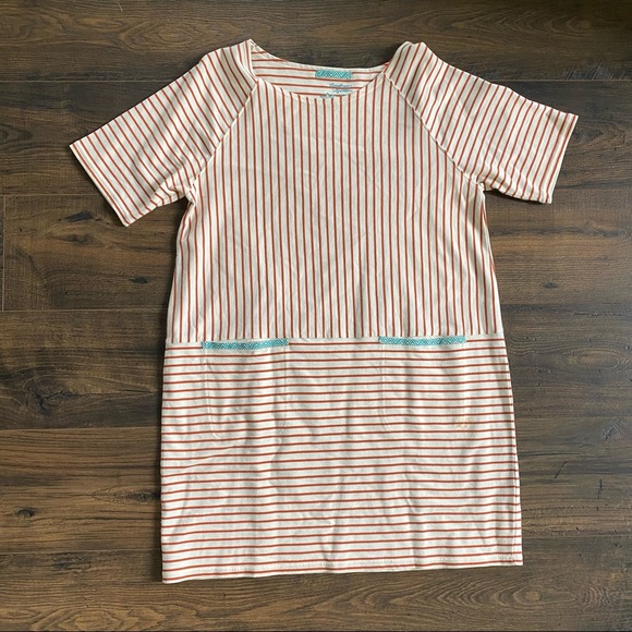 Gudrun Sjoden Dresses & Skirts - Gudrun Sjoden Cream & Orange Striped Organic Cotton Tunic Dress